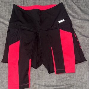 PINK Victoria's Secret Black and hot pink Leggings